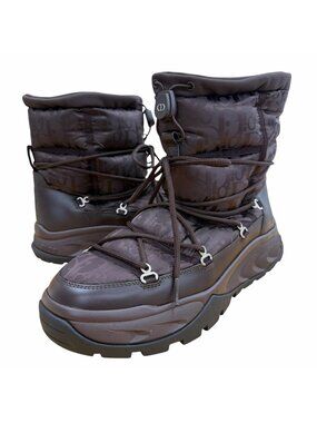 Dior Homme Fabric Leather Snow White Boots Dark Brown